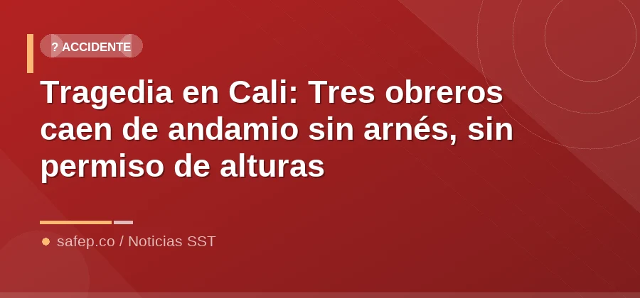 Tragedia en Cali: Tres obreros caen de andamio sin arnés, sin permiso de alturas